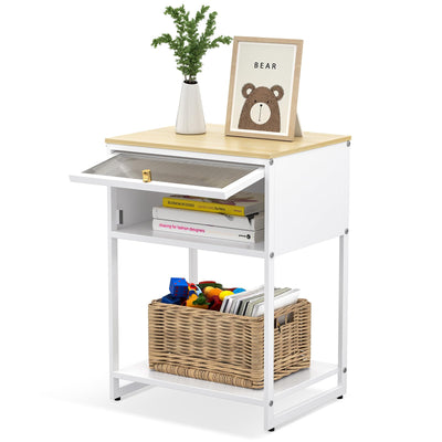 SYKIARIOL White Nightstand, End Table with Cute Storage for Bedroom Furniture,Bed Side Table for Kids Nightstand,Bedside Table for Girls Bedroom Furniture,Living Room,Dorm,White