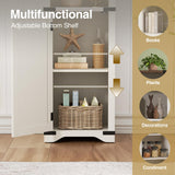 Farmhouse Bookshelf, 67'' Tall Narrow Bookcase with Metal X Barn Door, Antique White Bathroom Storage Cabinet with Adjustable Shelves, 5 Tier Skinny Book Shelf for Home Office, Kitchen, Living Room FiveWillowise