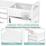 SYKIARIOL 14 Drawer Rolling Cart with Tabletop & DIY Pegboard, Storage Cart with Wheels, Classroom Organizers Utility Cart for Office Home School, Art Supplies, Mobile Craft Organizer, Green SYKIARIOL