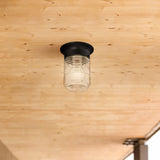 Design House 587220 Jelly Jar 1-Light Indoor/Outdoor Flush Mount Ceiling Light, Black Design House