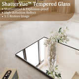 Koonmi Large Mirrors for Wall, 65"x24" Full Length Mirror with Stand, Full Body Mirror with Aluminum Alloy Frame, Hanging or Leaning Against Wall, Floor Standing Mirror for Bedroom Living Room, Black Koonmi