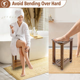 IBosins 16in Shower Foot Rest Corner Shower Stool for Shaving Legs with Storage Shelf Small Bench for Inside Shower to Sit on Bath Seat - Acacia Wood IBosins