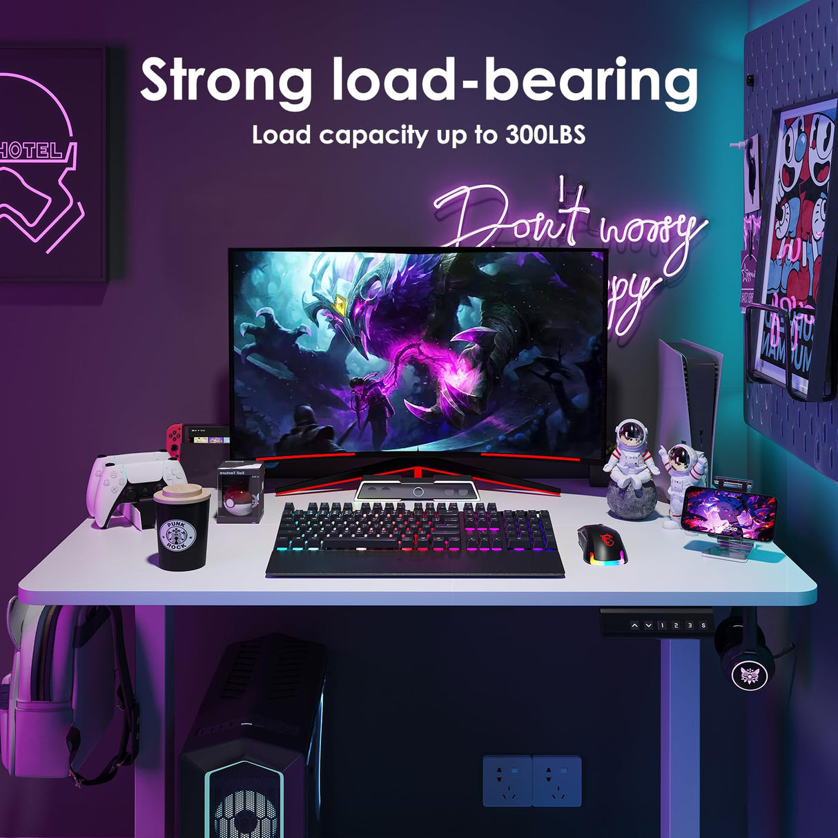 STARY Electric Standing Desk Adjustable Height Sit Stand Home Office Desk with Splice Board STARY