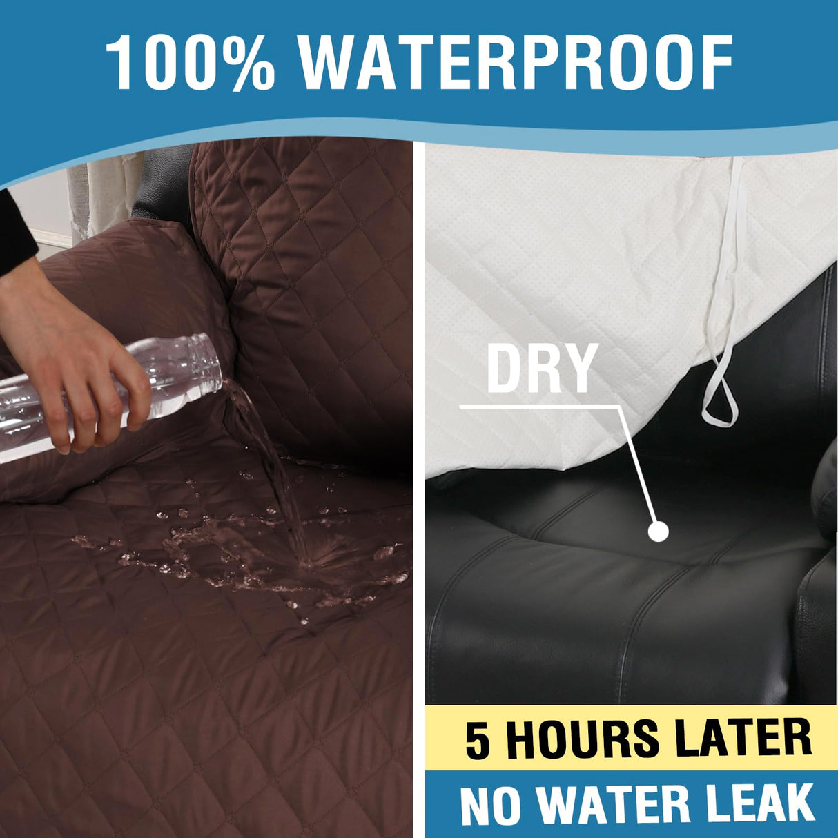 H.VERSAILTEX 100% Waterproof Power Lift Recliner Chair Cover Non Slip Electric Power Lift Recliner Covers for Recliner Chair with Pocket Large Recliner Chair Covers, Brown H.VERSAILTEX