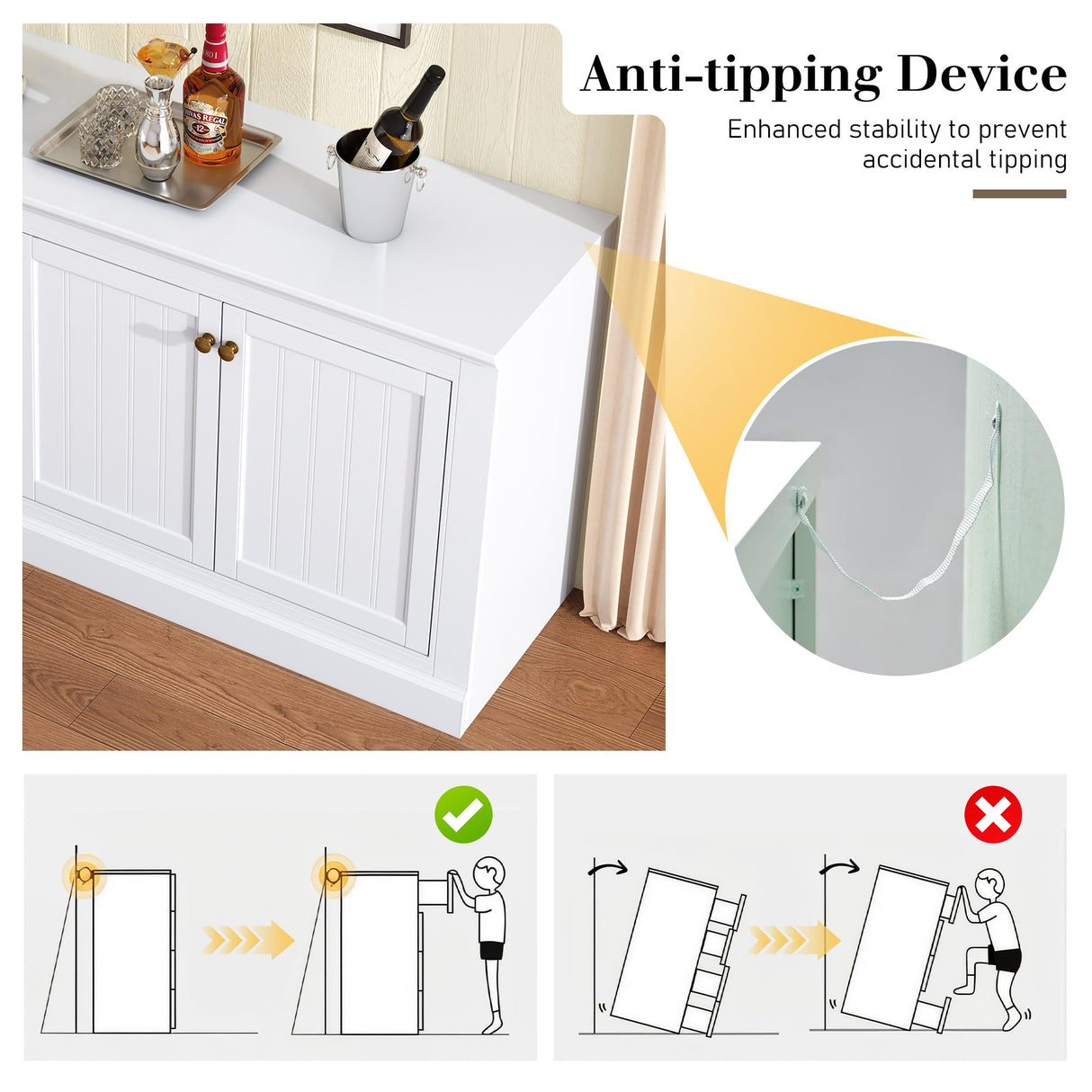 AMERLIFE 72" Farmhouse Sideboard Buffet Cabinet with Barn Doors, Storage Console Table with Adjustable Shelves, Coffee Bar/TV Stand for Living Room, Kitchen, Entryway, White AMERLIFE