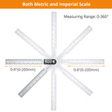 Neoteck Digital Angle Finder Ruler 8 inch/200mm Stainless Steel Digital Protractor with Data Hold Function and Zeroing Resetting LCD Display Electronic Spirit Level Gauge Ruler Neoteck