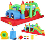 Whubefy Bounce House for Big Kids 8-12, 18 x 8.2FT Kids 3-6 Inflatable Obstacle Course w/Dual Tunnels, Large Slide, Climbing, Obstacles and Bounce Area Castle for Birthday Party, Fun Racing Game Whubefy