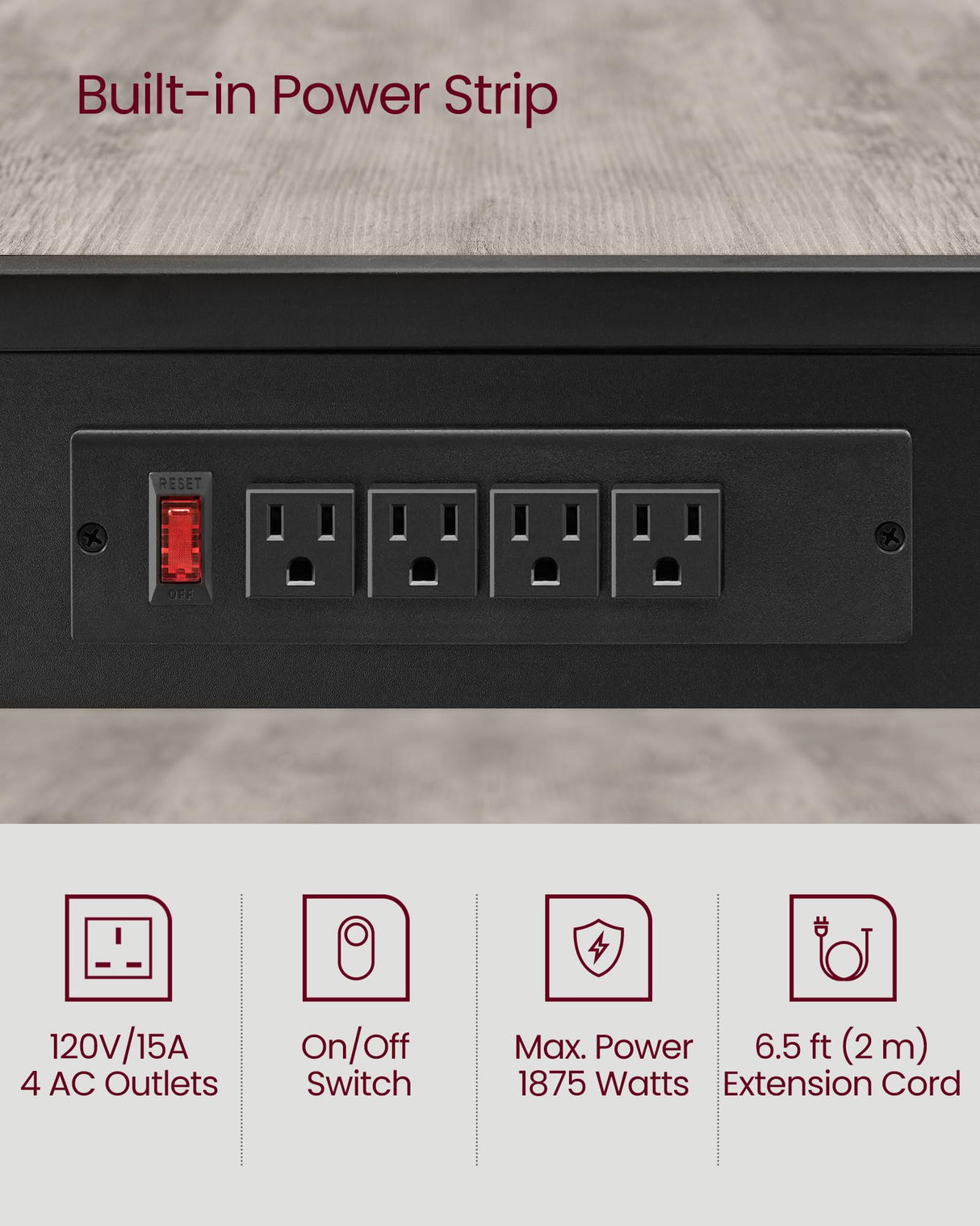 VASAGLE Bakers Rack with Charging Station, 80 cm Coffee Bar with Adjustable Storage Shelf, Microwave Stand, Grid Panel, 12 Hooks, for Kitchen, Heather Greige and Ink Black UKKS016K02 VASAGLE