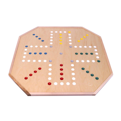 AmishToyBox.com Large Wahoo Marble Game Board Set - 25" Wide - Maple Wood - Double-Sided - with Large 1" Marbles and Dice Included AmishToyBox.com