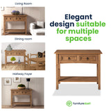 Furniture Dash Solid Wood Console Table Corona with 2 Drawers 34.49" W, 12.64" D, 28.82" H - Farmhouse Entryway Table with Storage Shelf, Tables for Living Room, Hallway Foyer for Office & Bedroom Furniture Dash