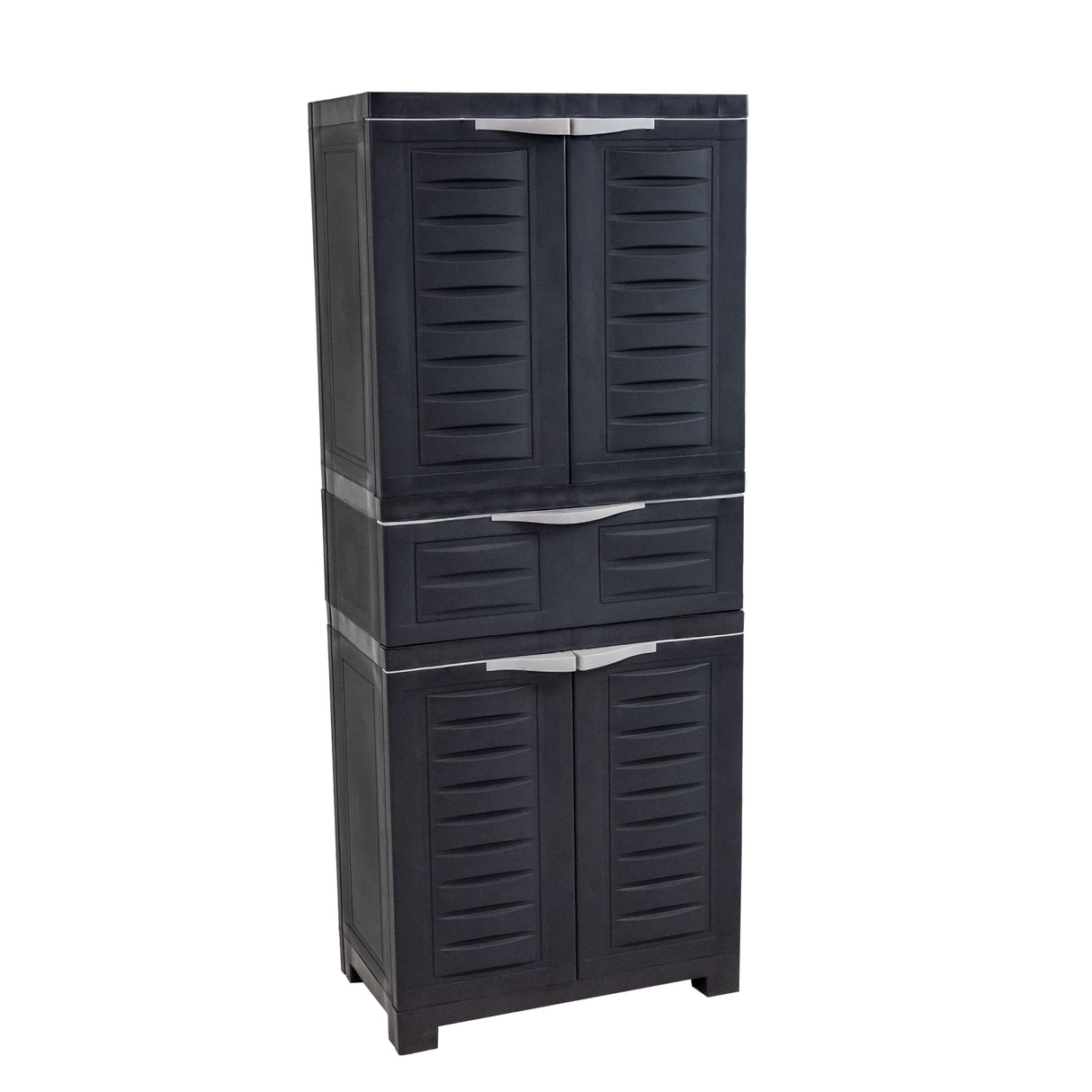 Sunnydaze Plastic Garage Storage Cabinet with 2 Adjustable Shelves - 57" H - Garage, Office, Home, Laundry Room - Charcoal Sunnydaze Decor
