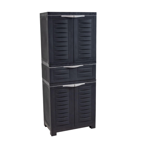 Sunnydaze Plastic Garage Storage Cabinet with 2 Adjustable Shelves - 57" H - Garage, Office, Home, Laundry Room - Charcoal Sunnydaze Decor