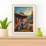 IPISSOI Funny Motorcycles Gas Station Diamond Art Painting Kits for Adult 5D Diamond Art for Adults Round Drill Painting by Diamonds Art and Crafts for Home Wall Decor Gift 12x16inch/30x40cm IPISSOI