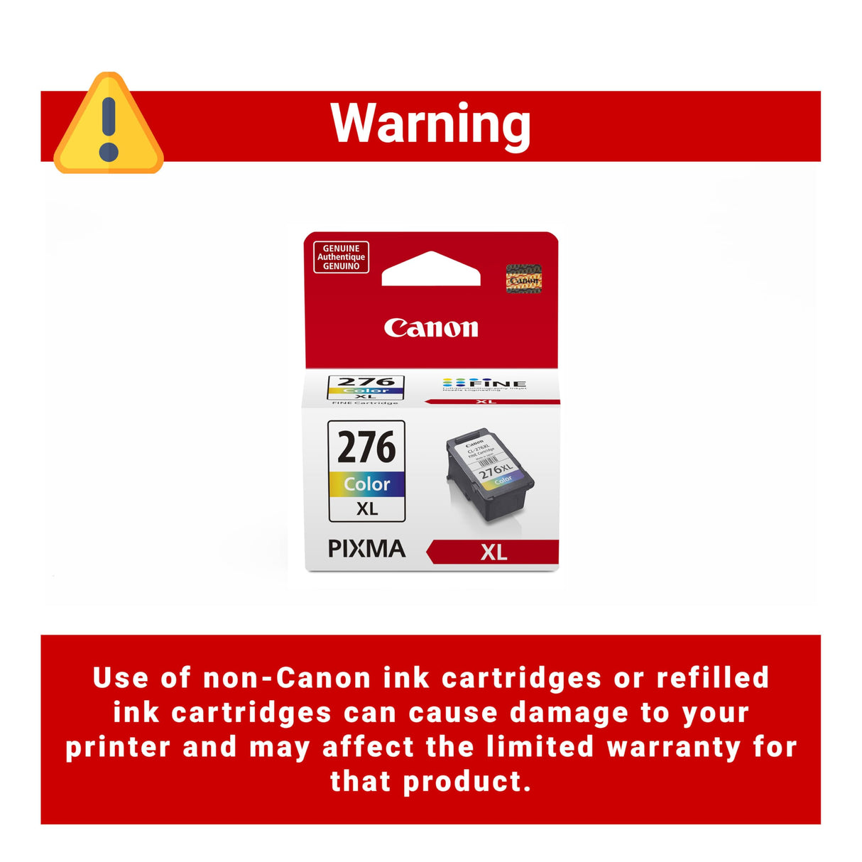 Canon CL-276 XL Genuine Color Ink Cartridge, Compatible with TS3520/3522, TR4720/4722, TS3720/3722 Canon