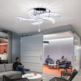 Cainjiazh Modern Crystal Chandeliers Acrylic Crystal Led Ceiling Light Fixtures Arm Pendant Lighting Stainless Steel Ceiling Lamp Hanging Lights for Living Room Dining Room Bedroom (Cold White) Cainjiazh