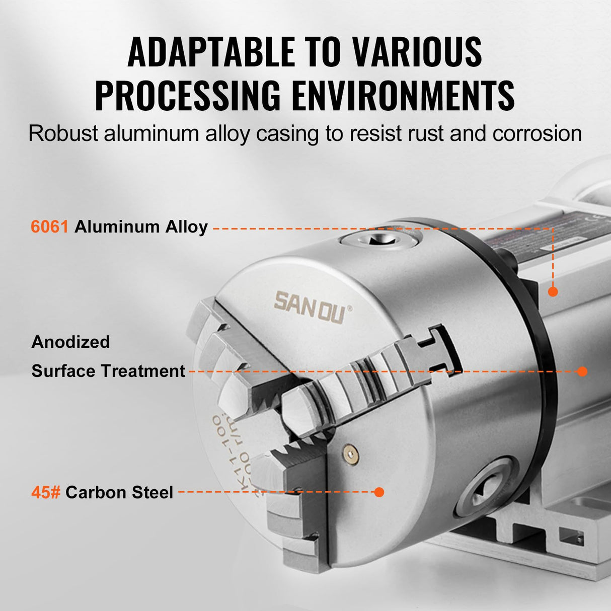 VEVOR Dividing Head, K11-100mm 3-Jaw Chuck, CNC Router Milling Machine Rotational Axis 4th Axis A Axis Indexing Head, 2.6"/65 mm Center Height MT2 Tailstock 6:1 Gear Ratio, Universal for Engraving VEVOR