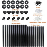 HITOMEN Industrial Iron Pipe Shelves, 3 Set 4-Tier 41.5" Tall 12" Depth, DIY Open Bookshelf Bookcase, Wall Mounted Vintage Retro Shelving, Rustic Farmhouse Pantry Kitchen Storage, Black Shelf Brackets HITOMEN