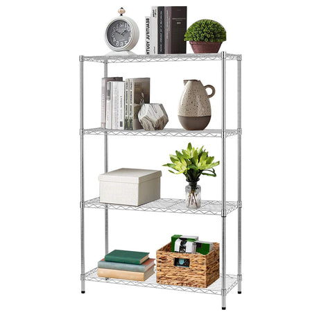 14" D×36" W×54" H Commercial Wire Shelving Unit Metal Shelf with 4 Tier Adjustable Layer Rack Strong Steel for Restaurant Garage Pantry Kitchen Garage，Chrome FDW