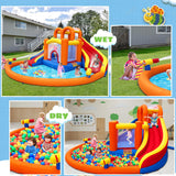 Umbalir 14.2x12.8FT Inflatable Water Park, Giant Slide Bounce House With 2 Long Slides, Thrilling Climbs, Trampoline and Big Splash Pool - 650W Air Blower Included Umbalir