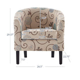BELLEZE Living Room Chair, Linen Round Accent Barrel Chair, Club Tub Sofa Chair for Bedroom, Corner Chair with Flared Legs and Cozy Soft Padding - Highland (Floral Print) BELLEZE