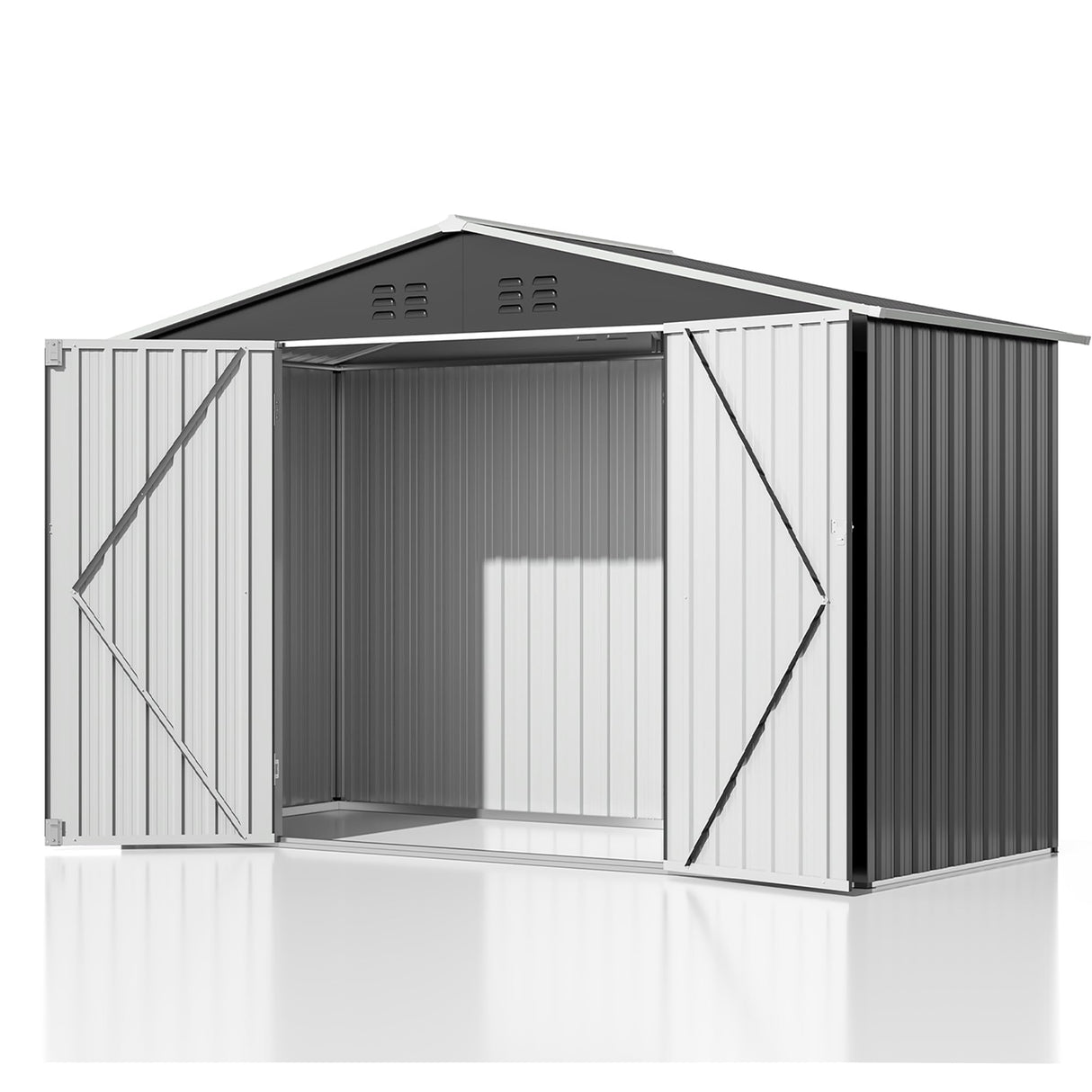 Polar Aurora 4 x 9 FT Outdoor Storage Shed, Metal Garden Shed with Updated Frame Structure, Tool Sheds for Backyard Garden Patio Lawn Black Polar Aurora