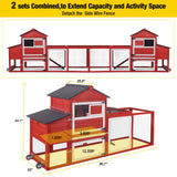 Aivituvin Chicken Coop Expandable Mobile Chicken House for Outdoor with Wheels, Nesting Box, Leakproof Pull-on Tray and UV-Resistant Roof Panel (Red) Aivituvin