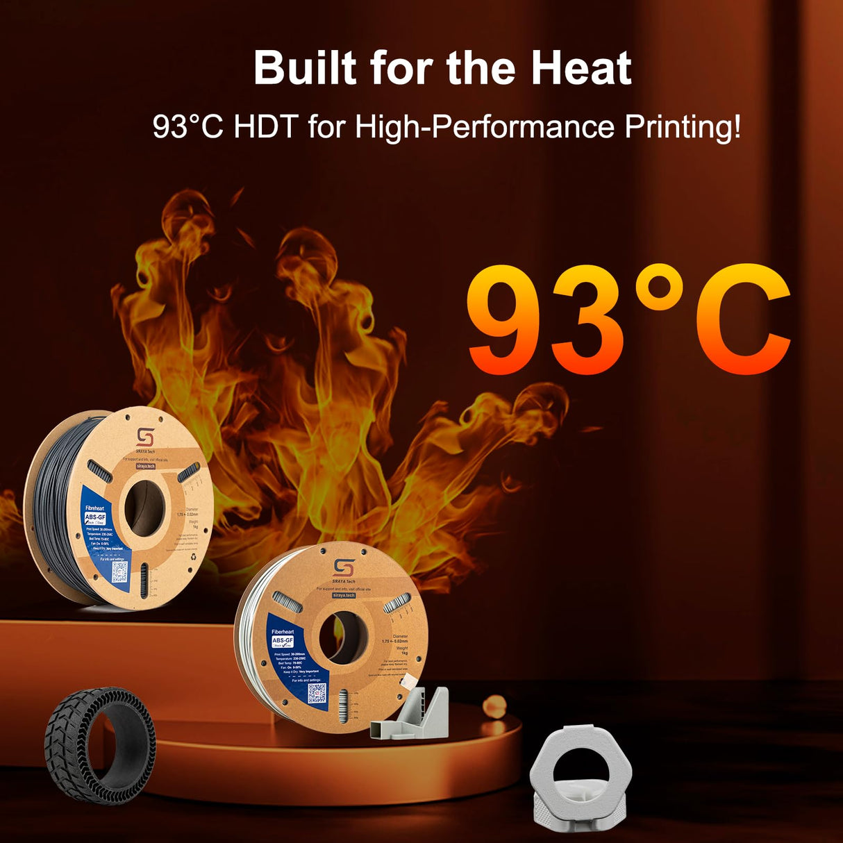 Siraya Tech Fibreheart ABS-GF Premium Glass Fiber 3D Printer Filament - 93°C Heat Resistance, High Durability, Precision Printing - for Automotive & Industrial Applications (1kg, Black) Siraya Tech