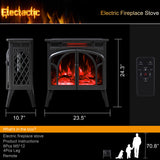 Electactic 24Inch Electric Fireplace Stove, Free-Standing Infrared Fireplace Stove, Controllable 3D Flame, 4 Variable Flame&Log Colors, 1500w, 5100BTU, (S230B-GREY), Grey Metal Electactic