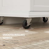 HOMCOM Kitchen Island on Wheels, Rolling Kitchen Cart with Stainless Steel Countertop, Drawer, Towel Rack and Spice Rack, Utility Storage Trolley, Cream White HOMCOM