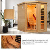 ZONEMEL Infrared Sauna Room with Recliner, One Person Infrared Sauna Home, 220V，2300W, 4 Heating Tubes, 4 Carbon Crystal Heating Panel, Bluetooth Speakers, 7 Color Light, Oxygen Bar ZONEMEL
