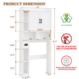 Viroformo Over The Toilet Storage Cabinet, 32 Inches Width Farmhouse Storage Cabinet Over Toilet with 2 Barn Door, Toilet Paper Holder Stand, Toilet Rack for Bathroom, Laundry, Restroom, White Viroformo