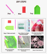 APTDYIGL 5D Halloween Pink Skull Diamond Painting Kits for Adults Beginner,Rose SpiderSpecial Shape Diamond Art Kits,DIY Full Drill Diamond Dot with Gem Art Kits,Home Wall Decor 11.8x11.8inch APTDYIGL