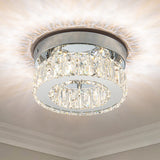 Mini Modern Crystal Chandeliers Flush Mount Ceiling Light Fixture LED Mini Chandeliers with Crystals Hallway Light Bedroom Chandelier for Bathroom Kitchen Office HomLaiting