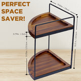 Demigo 2-Tier Acacia Wood Corner Counter Organizer - Elegant Storage Solution for Bathroom, Kitchen, and Vanity Demigo
