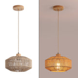 Hchunqjor Coastal Woven Pendant Light Fixture One-Light Adjustable Natural Hemp Rope Cage Pendant Lighting for Kitchen Island Sink Farmhouse Dining Room Hchunqjor