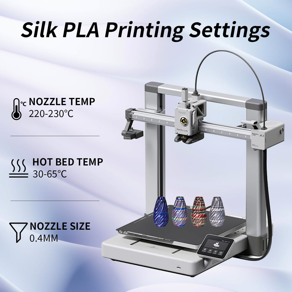 GolGeo 1.75mm Silk 3D Printing Filament Bundle, for Most of FDM Printer,Fast Color Change, (Rainbow S Series - Black&Red&Yellow/Black&Blue&Purple/Pink&White&Black/Red&Yellow&Blue, 4 x 200g) GolGeo