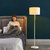 Modern Floor Lamp for Living Room Traditional Farmhouse Floor Lamps Mid-Century Pole Lamp with Linen Lamp Shade, Standing Tall Floor Lamps for Bedrooms and Office (White) LALISU