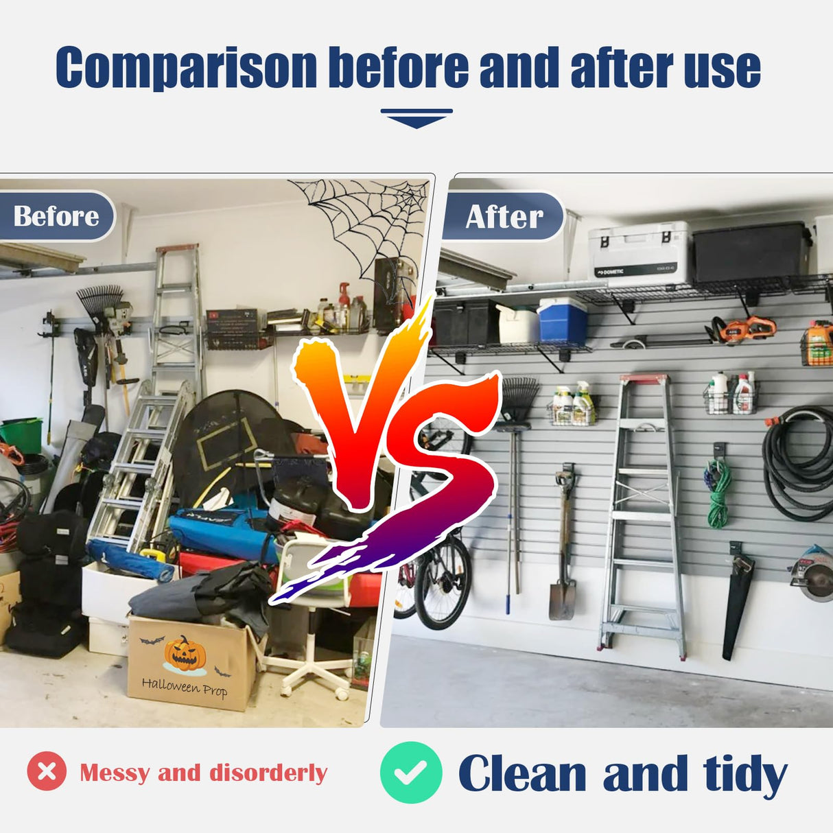 Slat Wall Paneling 4x8FT Black Slatwall Panel - Wall Garage Storage System | Heavy - Duty Industrial PVC Panels for Easy - Install Garage Organization | Sturdy Wall Slats for Home & Bike Rack Storage Eiruaw