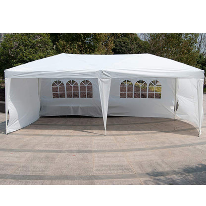 Polar Aurora 10' X 20' Easy Pop up Canopy Party Tent Outdoor Patio Wedding Party Tent Folding Waterproof w/ 4 Removable Sidewalls and Portable Bag - White