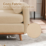 Halitaa 63" Loveseat Sofa, Modern Sherpa Love Seat Small Couch for Living Room Bedroom, 2 Seater Mini Comfy Couch Sofa for Home Office Small Spaces, Beige Halitaa