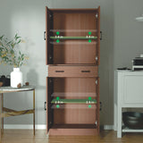 DIYART Brown Pantry Cabinet, 71" Tall Kitchen Pantry Storage Cabinet with Doors and Drawer, Freestanding Kitchen Hutch Cabinet for Kitchen, Dining Room, Hallway DIYART