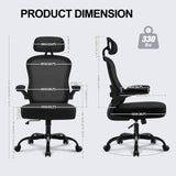 TUKAKA Ergonomic Office Chair,Ultra Thick Office Desk Chair with Adjustable Lumbar Support and Headrest,Spring Cushion,Rocking Function,Flip-up arms,Mesh Computer Chair for Home Office,White TUKAKA