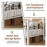 Garvee Bunk Bed Twin Over Twin with Ladder and Arched Guardrail, Heavy Duty Bunkbeds Frame with Sturdy Steel Slats Support for Kids Boys Girls, Space-Saving, No Box Spring Needed, White Garvee