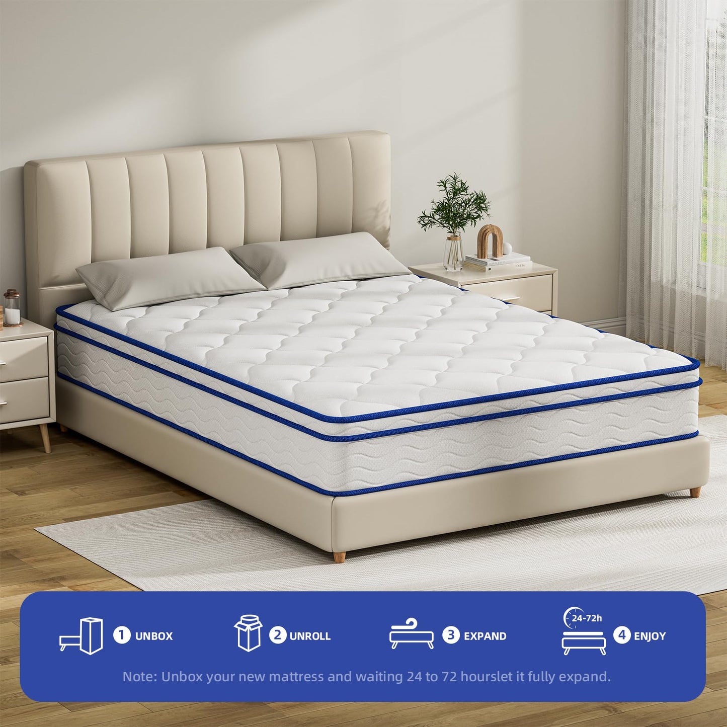 Full Mattress, 10 Inch Full Size Hybrid Mattress in a Box, Medium Firm Memory Foam and Spring Mattresses, Pressure Relief & Motion Isolationfor, Fiberglass Free Bed Mattress, CertiPUR-US Certified