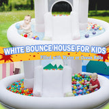 White Bounce House with Ball Pit, Indoor & Outdoor Bouncy Castle with Slide and UL Blower for Kids Family Backyard Party, 12x11Ft Inflatable Bouncer for Boys for Girls ZAFIED