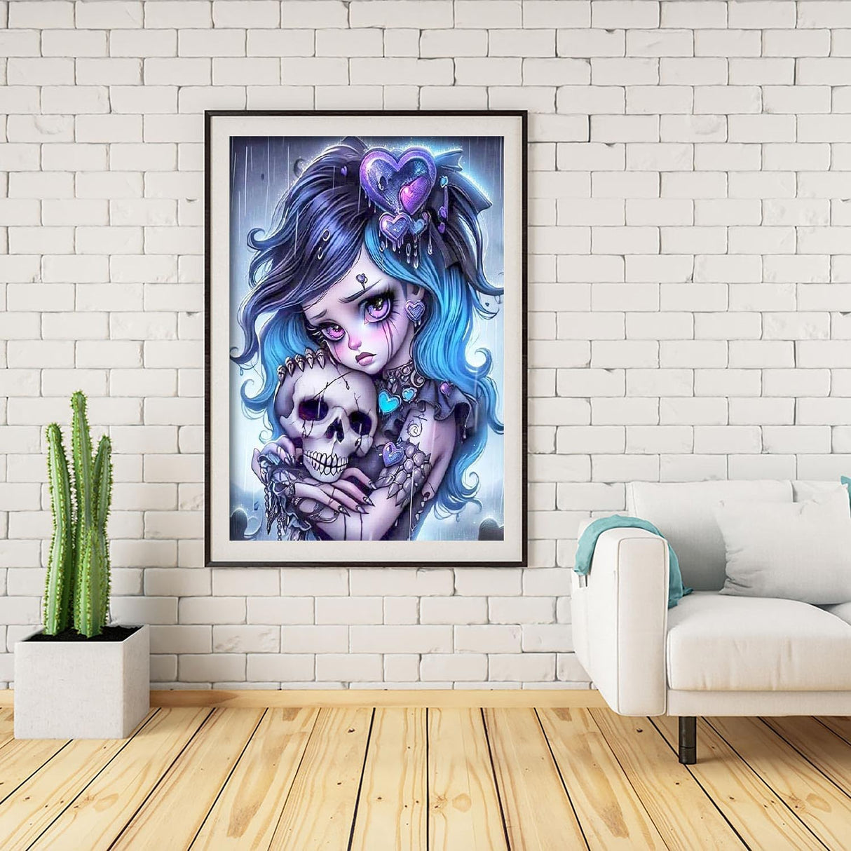 cdjlddww 5D Diamond Painting Kits for Adults, Gothic Diamond Art Kits for Beginners, DIY Skull Round Full Diamond Gemstone Art Rhinestone Painting for Wall Decor 12X16 inch cdjlddww