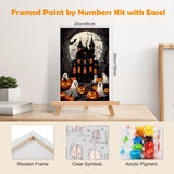 MOGTAA Halloween Paint by Numbers Kit for Adults Beginners with Frame, Ghost Adult Paint by Number Kits on Canvas with Easel, Easy DIY Pumpkin Oil Painting Kits for Home Decor, 8x12in MOGTAA