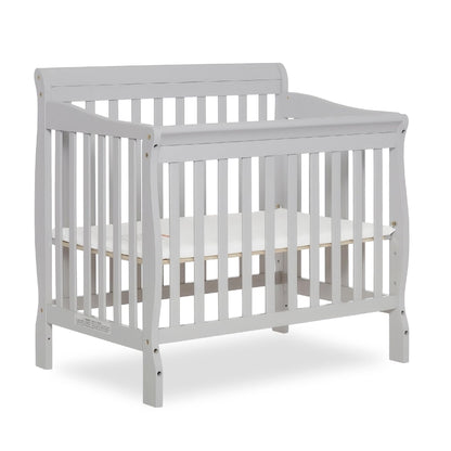 Dream On Me Aden 4-in-1 Convertible Mini Crib In Grey, Greenguard Gold Certified, Non-Toxic Finish, New Zealand Pinewood, With 3 Mattress Height Settings - WoodArtSupply