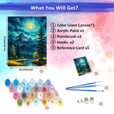 JUJUHOOD Moon Forest Paint by Numbers Kit for Adults,Landscape Adult Paint by Number Kits,DIY Acrylic Paint by Number on Canvas for Home Wall Decor 16X20 Inch JUJUHOOD