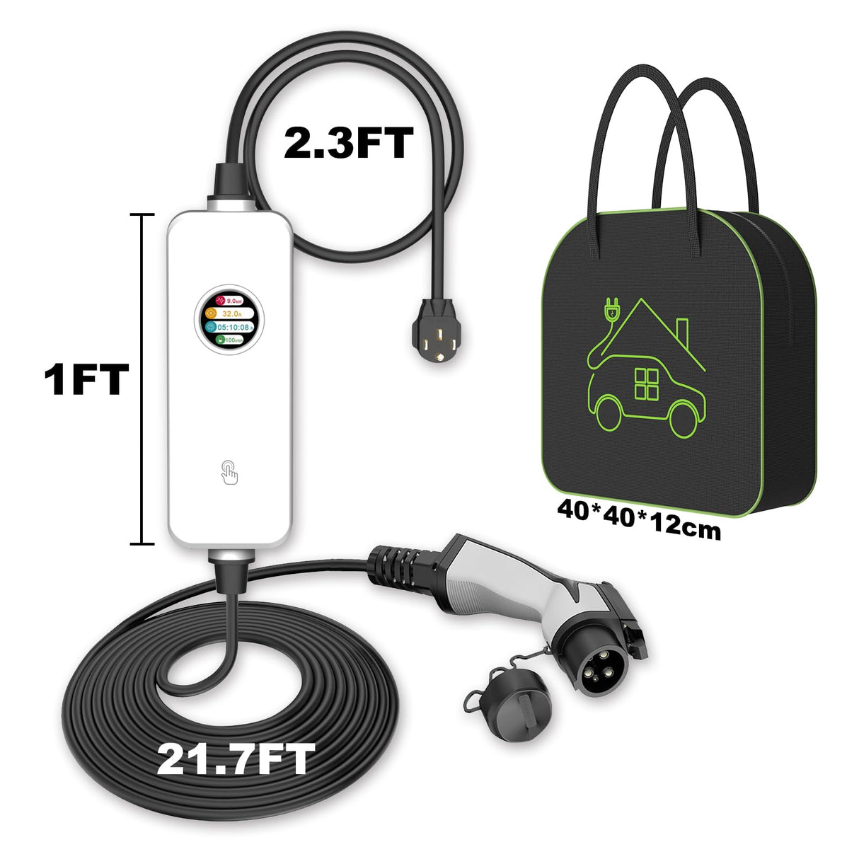 Morec 40A Level 2 EV Charger, Portable Electric Car Charger with 25FT Charging Cable, 220V-240V NEMA 14-50 Plug, EV Home Charging Station for All SAE J1772 Cars Morec